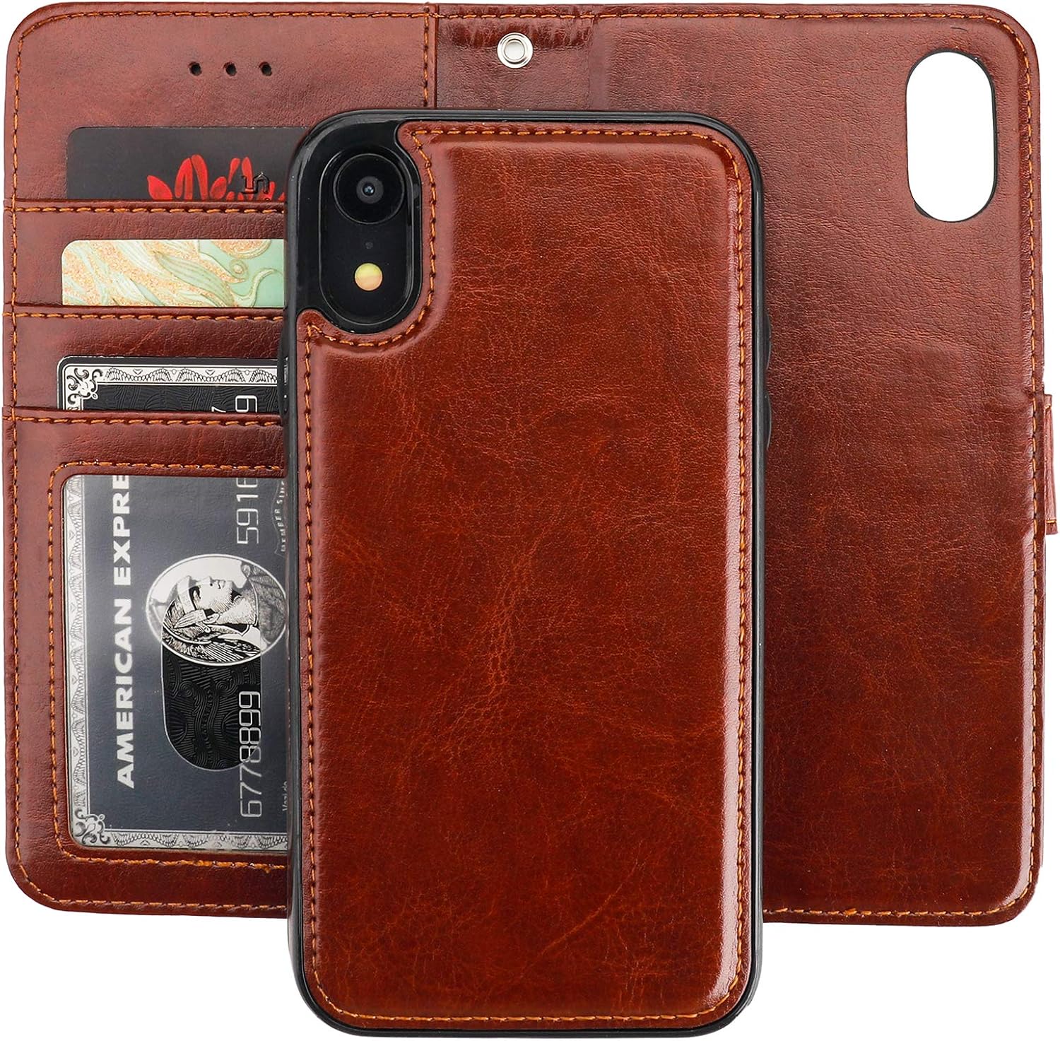 iphone xr the cube wallet phone case brown