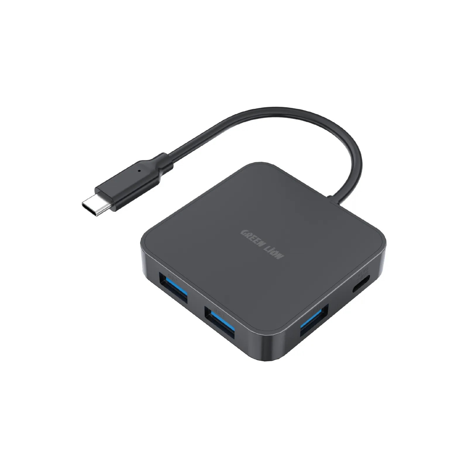 Green Lion GHB‑7 7-in-1 USB-C hub in black with HDMI and USB ports