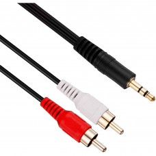 3.5mm to 2-RCA audio cable 5ft aux to red and white splitter for speakers and stereo systems