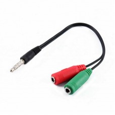 3.5mm 4-pole headset splitter adapter male to dual female mic and headphone