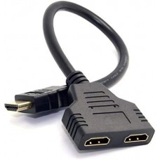 HDMI Y-splitter cable 1 male to 2 female HDMI duplicator adapter for dual display setup