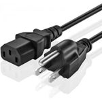 Universal PC power cord 5ft 3-prong AC cable for desktop computer monitor and TV